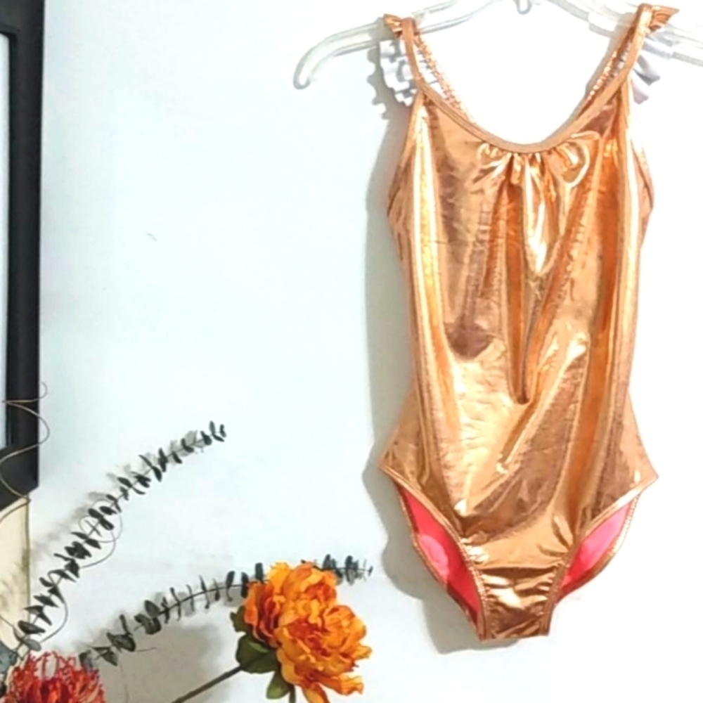 BLEU ICE GIRLS SHIMMER PEACH SWIMSUIT NWOT SIZE LG